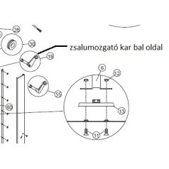 ventilátor zsalu mozgató kar rugó rögzítő füllel, bal