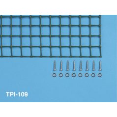   madárháló 145/135 légbeejtő ablakra, műanyag, 20 mm lyukméret, 8 db r/a csavarral és alátéttel